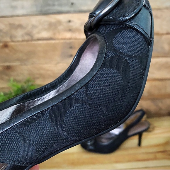 Coach signature black peep toe sling back pumps - Picture 6 of 8
